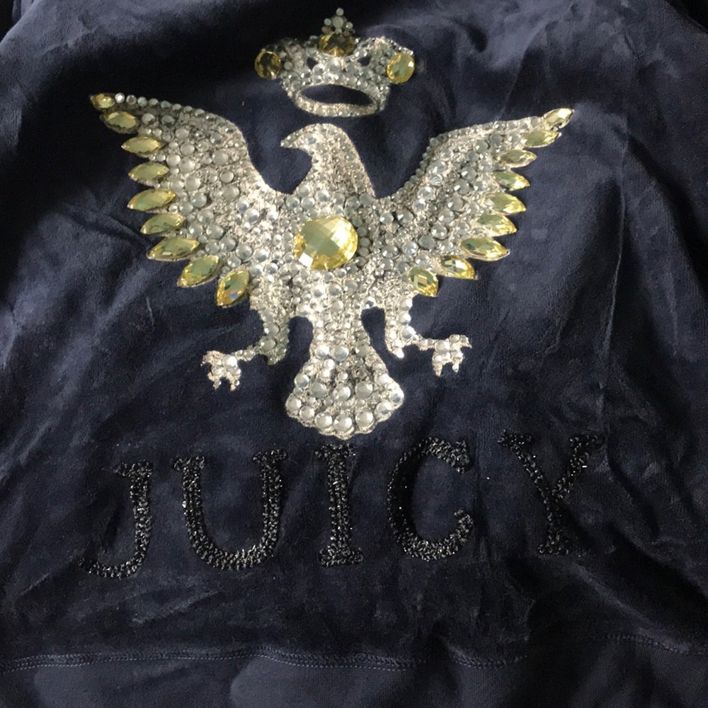 Juicy Couture velvet  Navy blue Zip up Hoodie